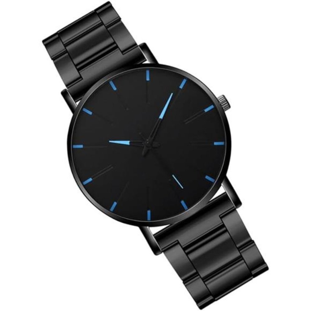 Watch Man Black Watch Male Casual Business Watch: Ultra Thin Stainless Steel - Picture 4 of 5